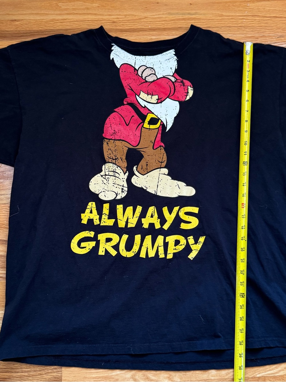 Disney Black Always Grumpy Graphic Tee with Yellow & Red Print 3XL new